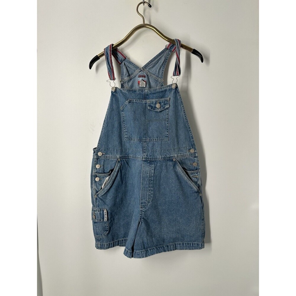 Vintage 90s BUM Equipment Denim Shorts Overalls Shorttalls Women's X Large